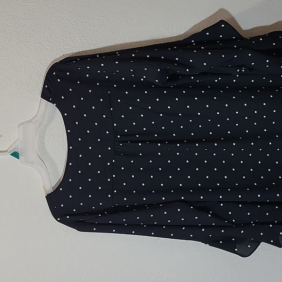 Gently Used Black and White Polka-dot Long Sleeve Top with Ruffle Sleeve - Picture 10 of 10